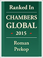 Chambers Global – Leading Individual 2015 in Slovakia – Roman Prekop in Corporate/M&A, Banking & Finance and Dispute Resolution